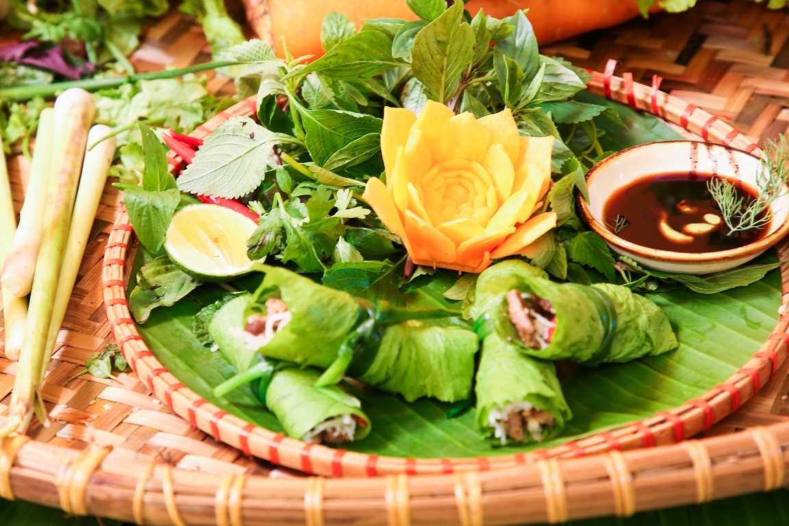 beef rolled in the Green Mustard Leaf